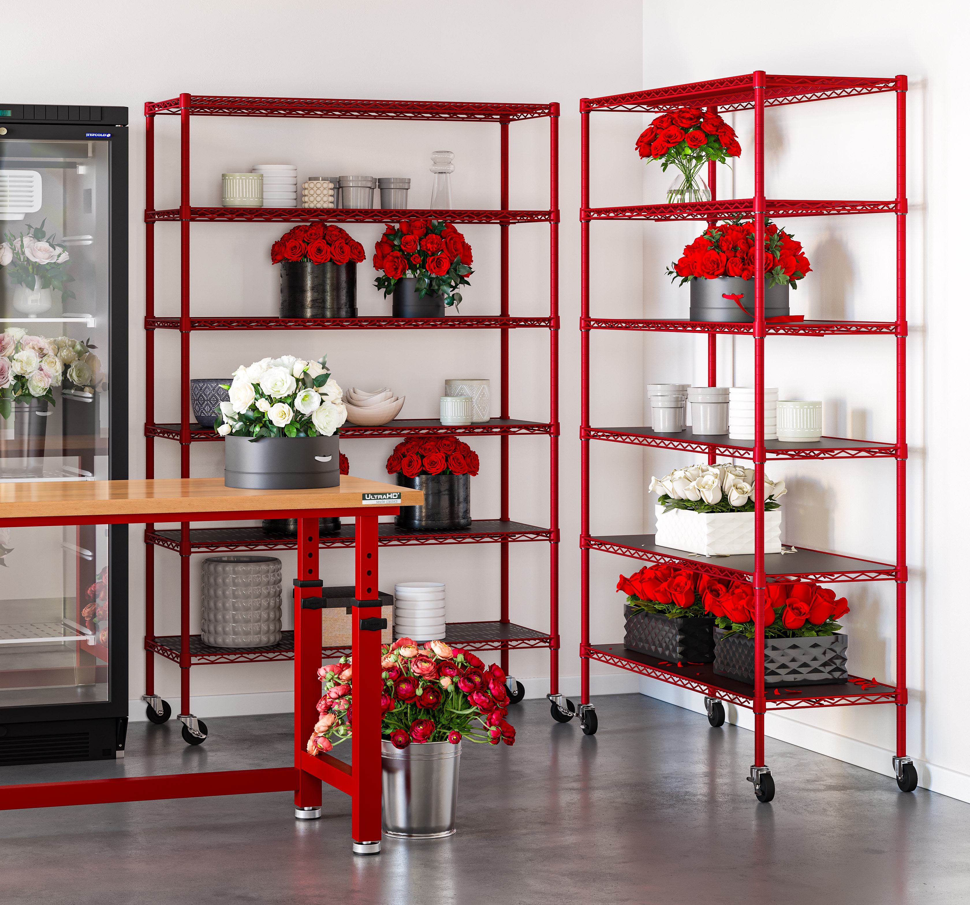 UltraDurable® 6-Tier NSF Steel Shelving in Red