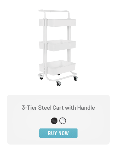 3-Tier Steel Cart with Handle Black