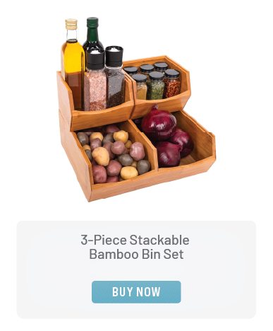 3-Piece Stackable Bamboo Bin Set