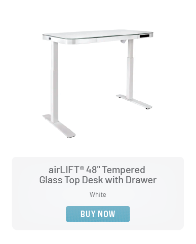 airLIFT® 48" Tempered Glass Top Desk with Drawer, in White
