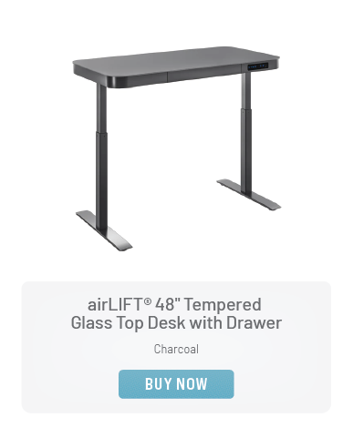 airLIFT® 48" Tempered Glass Top Desk with Drawer, in Charcoal