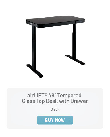 airLIFT® 48" Tempered Glass Top Desk with Drawer, in Black