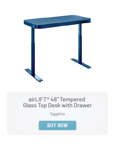 airLIFT® 48" Tempered Glass Top Desk with Drawer, in Sapphire