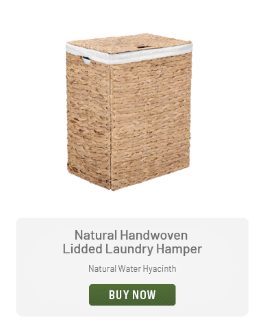 Natural Handwoven Lidded Laundry Hamper, Natural Water Hyacinth