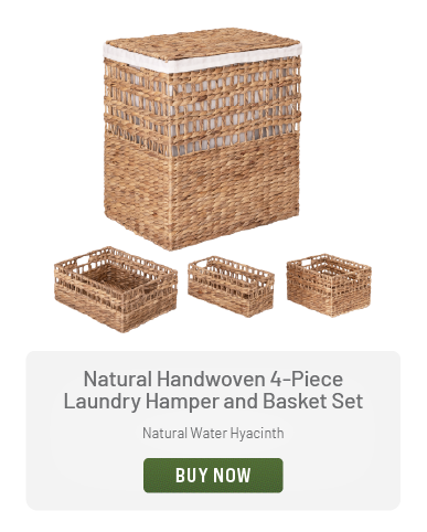 4-Piece Natural Water Hyacinth Laundry Hamper and Basket Set