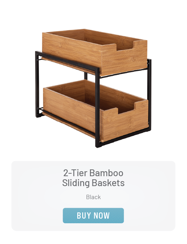 2-Tier Bamboo Sliding Baskets, Black