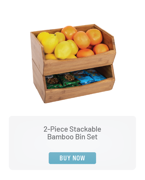 2-Piece Stackable Bamboo Bin Set