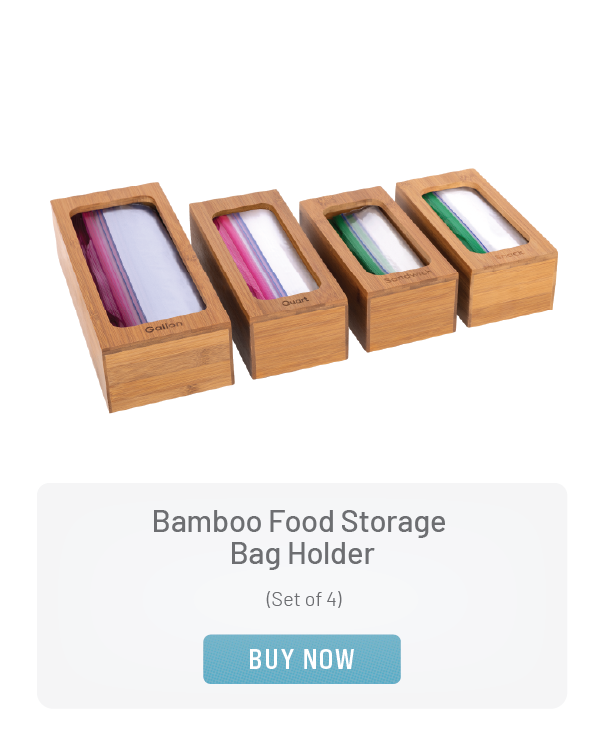 Bamboo Food Storage Bag Holder (Set of 4)