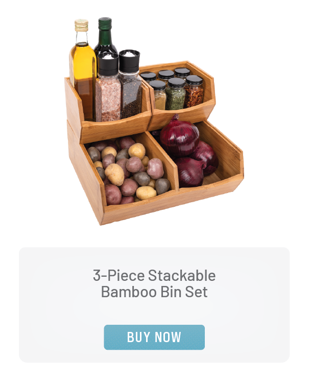 3-Piece Stackable Bamboo Bin Set