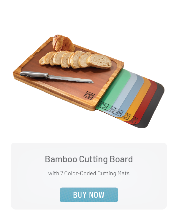 Bamboo Cutting Board w/ 7 Color-Coded Cutting Mats