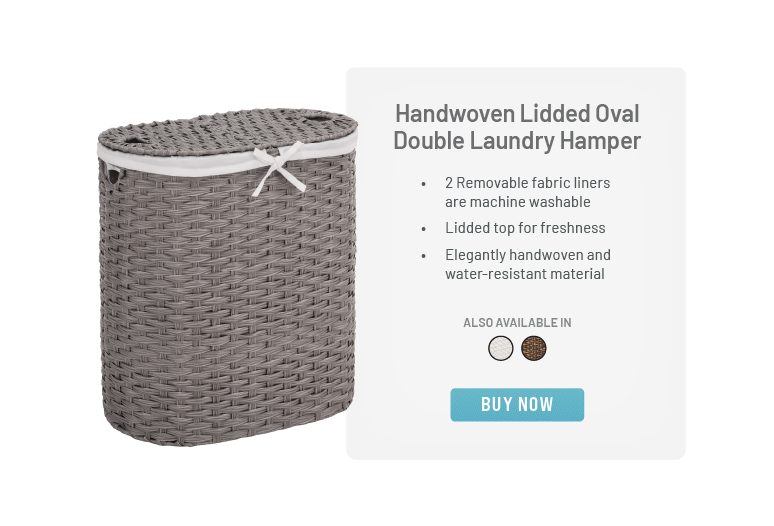 Handwoven Lidded Oval Double Laundry Hamper