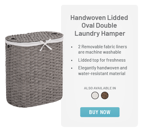 Handwoven Lidded Oval Double Laundry Hamper
