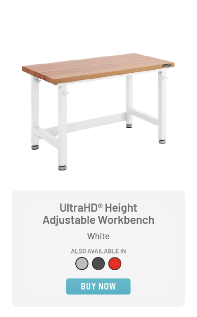 UltraHD® Height Adjustable Workbench, White