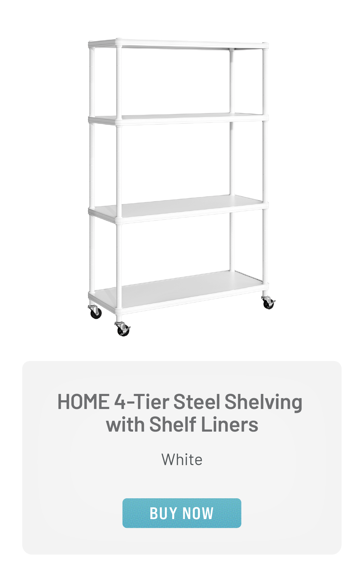 HOME 4-Tier Steel Shelving with Shelf Liners, White