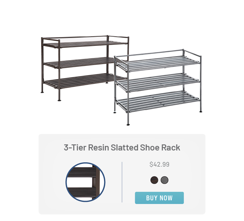 3-Tier Resin Slatted Shoe Rack, in Espresso, and Ash Grey