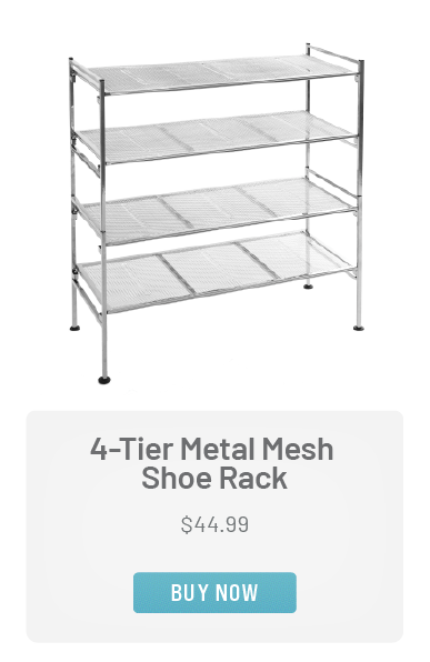 4-Tier Metal Mesh Shoe Rack, Silver