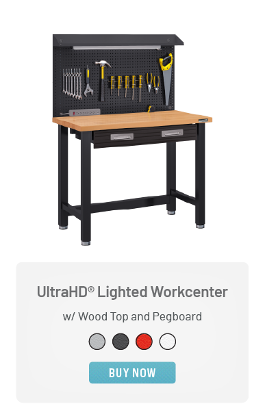 UltraHD® Lighted Workcenter w/ Wood Top and Pegboard
