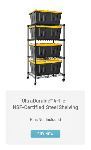 UltraDurable® 4-Tier NSF-Certified Steel Shelving (Bins Not Included)