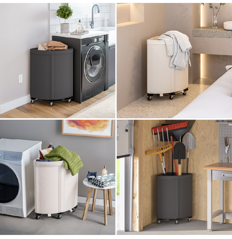 Heavy-Duty Rolling Corner Hamper