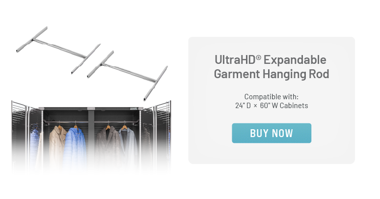 UltraHD® Expandable Garment Hanging Rod, Compatible with: 24" D x 60" W