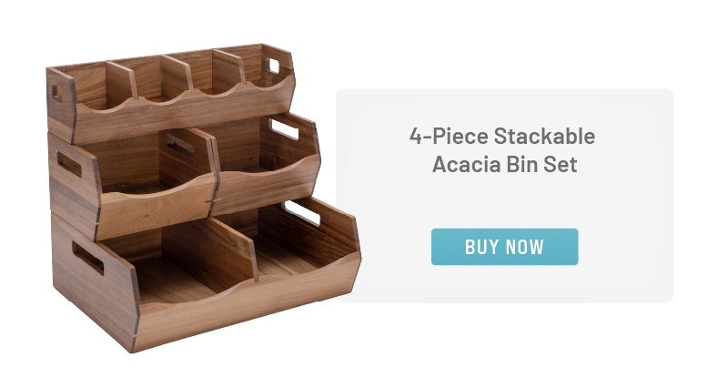 4-Piece Stackable Acacia Bin Set