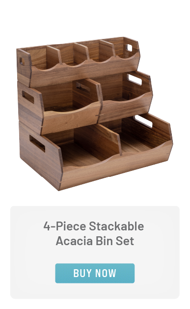 4-Piece Stackable Acacia Bin Set