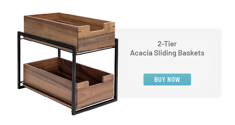 2-Tier Acacia Sliding Baskets