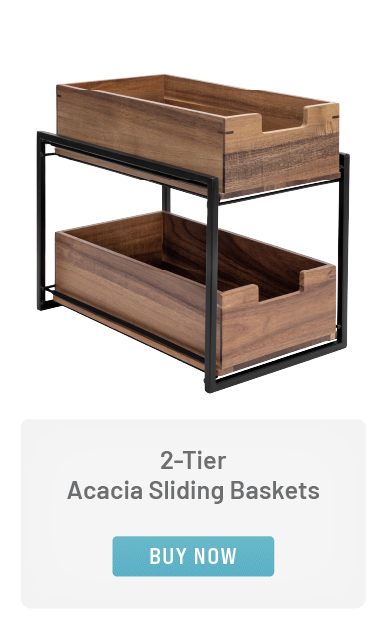 2-Tier Acacia Sliding Baskets
