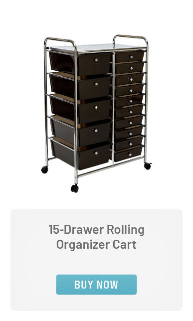 15-Drawer Rolling Organizer Cart, Black
