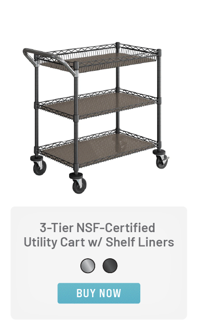 3-Tier NSF-Certified Utility Cart with Shelf Liners