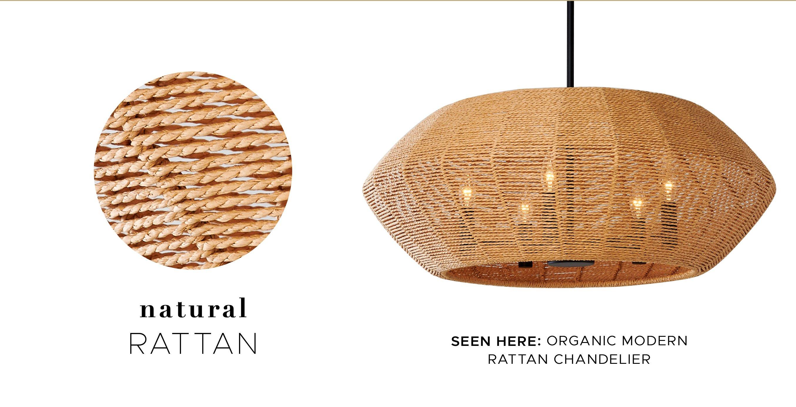 Natural Rattan Organic Modern Chandelier