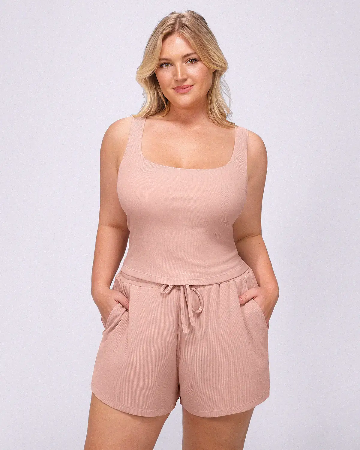Image of Bare Essentials™ Soft Modal Rib Shorts Set