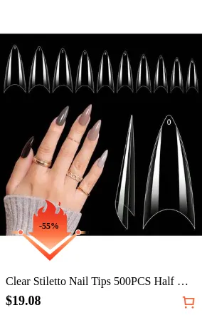 Clear Stiletto Nail Tips 500PCS Half Cover Soft Gel Nail Tips Ediu Stiletto False Nails Alond Shape Curved Tips For Acrylic Nails Salon  DIY With Box 0Sizes