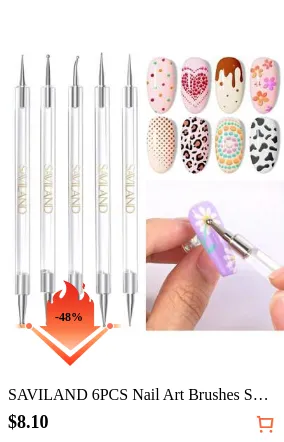 SAVILAND 6PCS Nail Art Brushes Set – Multifunctional Nail Brushes For Nail Art Nail Design Brush Gel Nail Brush For Nail Extension Nail Art Liner Brush 3 Sizes Dotting Tools For DIY