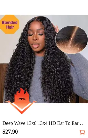 Deep Wave 13x6 13x4 HD Ear To Ear Lace Front Wigs 200% Density Transparent 5*5 4x4 Pre Cut Glueless Lace Frontal Wig Quickly Install Pre Plucked Pre Bleached Knots Deep Curly Lace Closure Wig Wet And Wavy Synthetic Fibers And Protein Filaments Mixed With Human Blended Hair Wig Put On And Go For Women With Baby Hair Pre-Cut Lace Is Available For 5x5 4x4 (8-36Inch)