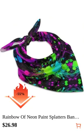 Rainbow Of Neon Paint Splatters Bandana For Men Women Square Headscarf Handkerchief Silk Neck Scarf Headbands