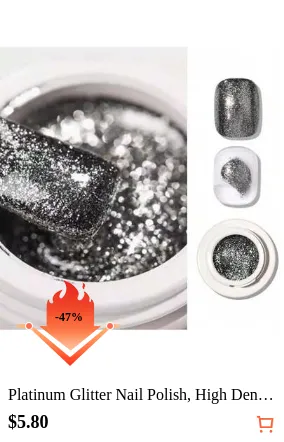 Platinum Glitter Nail Polish, High Density Platinum Drawing Gel Polish Black Silver Glitter Gel Nail Polish Salon Home Nail Art (Black Silver,)