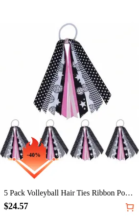 5 Pack Volleyball Hair Ties Ribbon Ponytail Holder For  - Sports Team Accessories With Net Pattern Scrunchies, Streamers Hair Bows Gift Set For Players, Fans, Mom (Volleyball),21477843