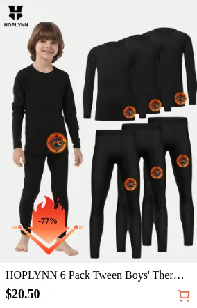HOPLYNN 6 Pack Tween Boys Thermal...