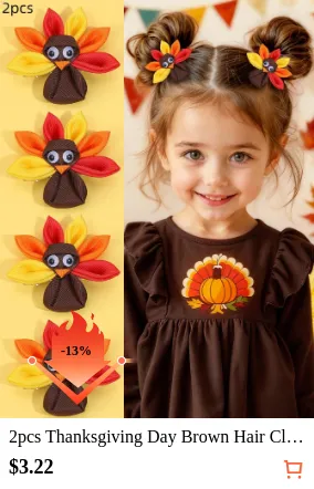 2pcs Thanksgiving Day Brown Hair...