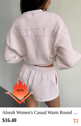 Aloruh Women's Casual Warm Round Neck New York Embroidered Letter Loose Sweatshirt, Pink, Autumn/Winter