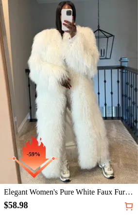 Elegant Women s Pure White Faux...