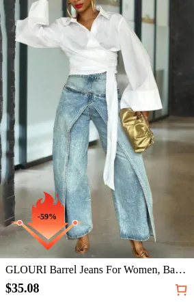 GLOURI Barrel Jeans For Women...