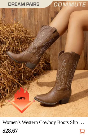 Women s Western Cowboy Boots Slip...