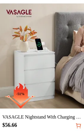 VASAGLE Nightstand With Charging...