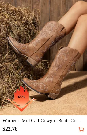 Women s Mid Calf Cowgirl Boots...