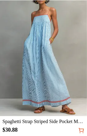 Spaghetti Strap Striped Side...