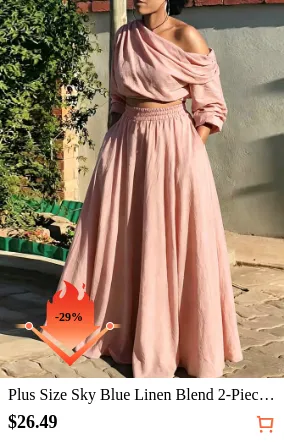 Plus Size Sky Blue Linen Blend 2...