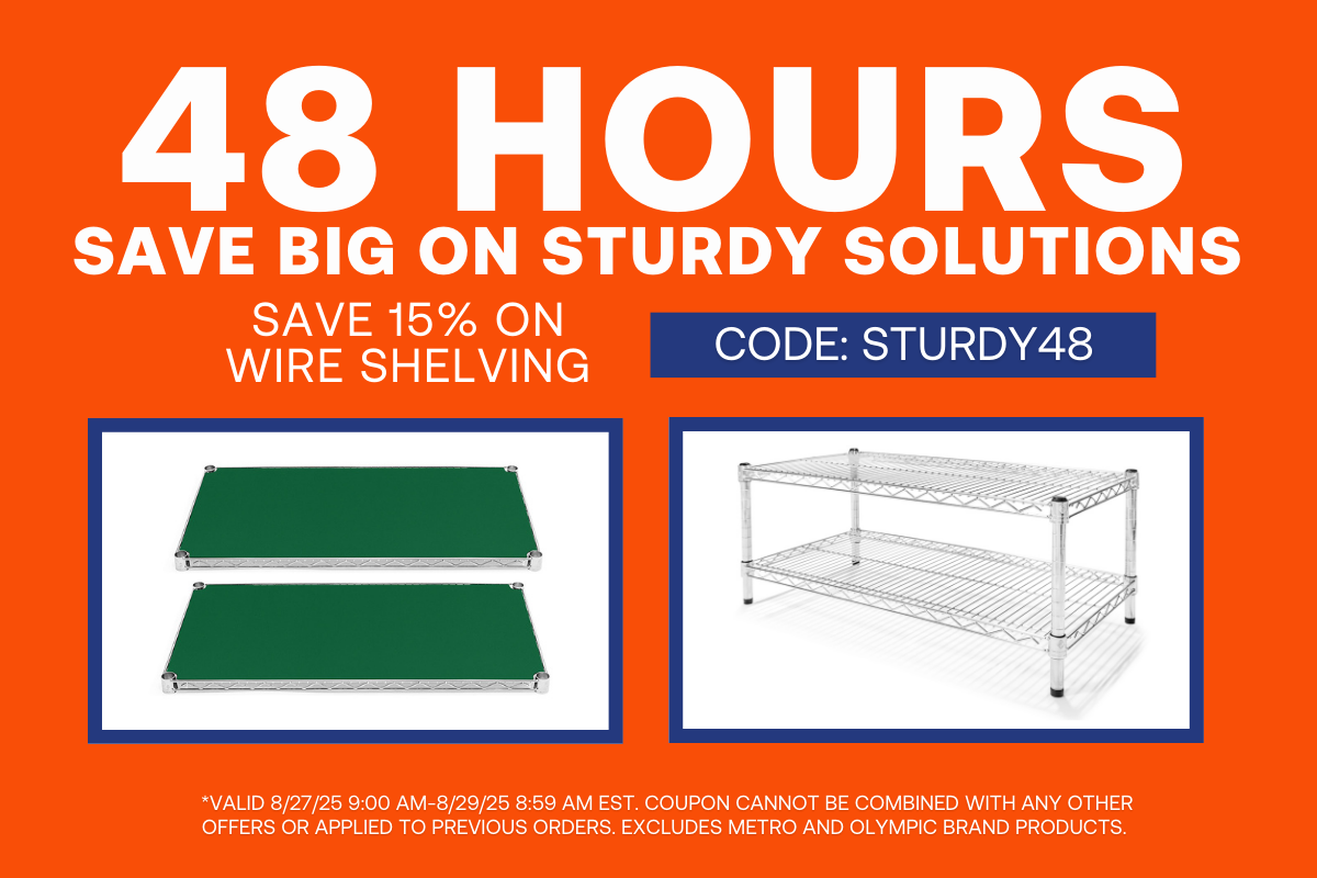 48 HOURS - Save 15% on Wire Shelving - CODE: STURDY48