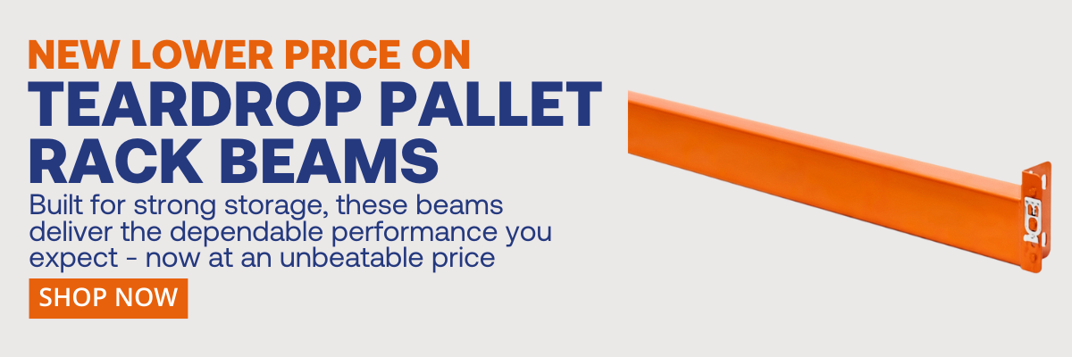 New lower price on teardrop pallet rack beams